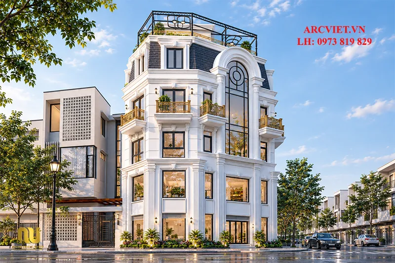 Nhà góc 2 mặt tiền tân cổ điển