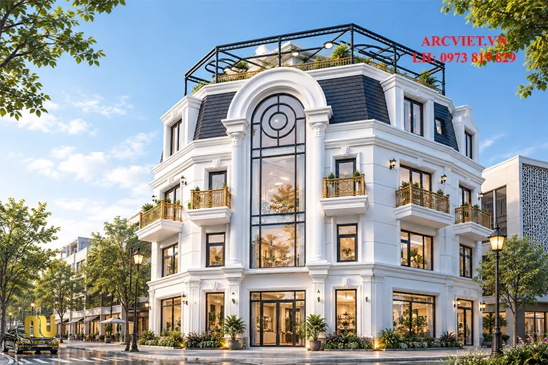 Nhà góc 2 mặt tiền tân cổ điển