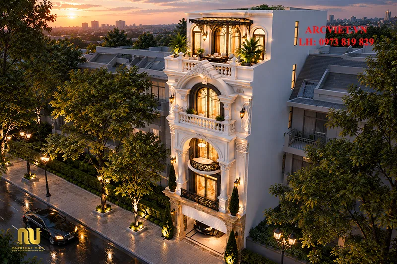 Nhà Ngang 5m Tân Cổ Điển