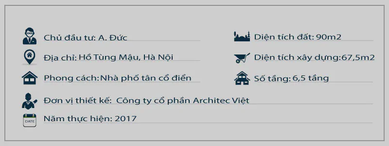 thiết kế nhà phố 6,5 tầng tại hồ tùng mậu