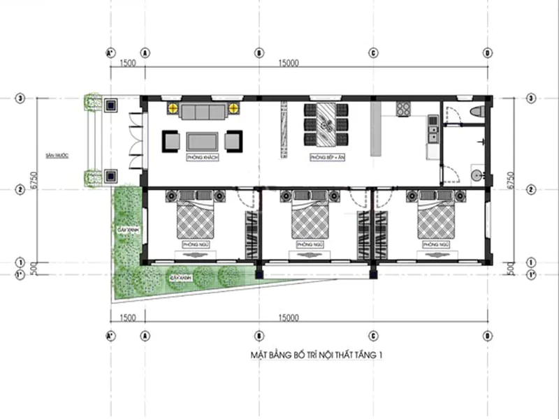 thiết kế nhà cấp 4 100m2 3 phòng ngủ với công năng tiện nghi