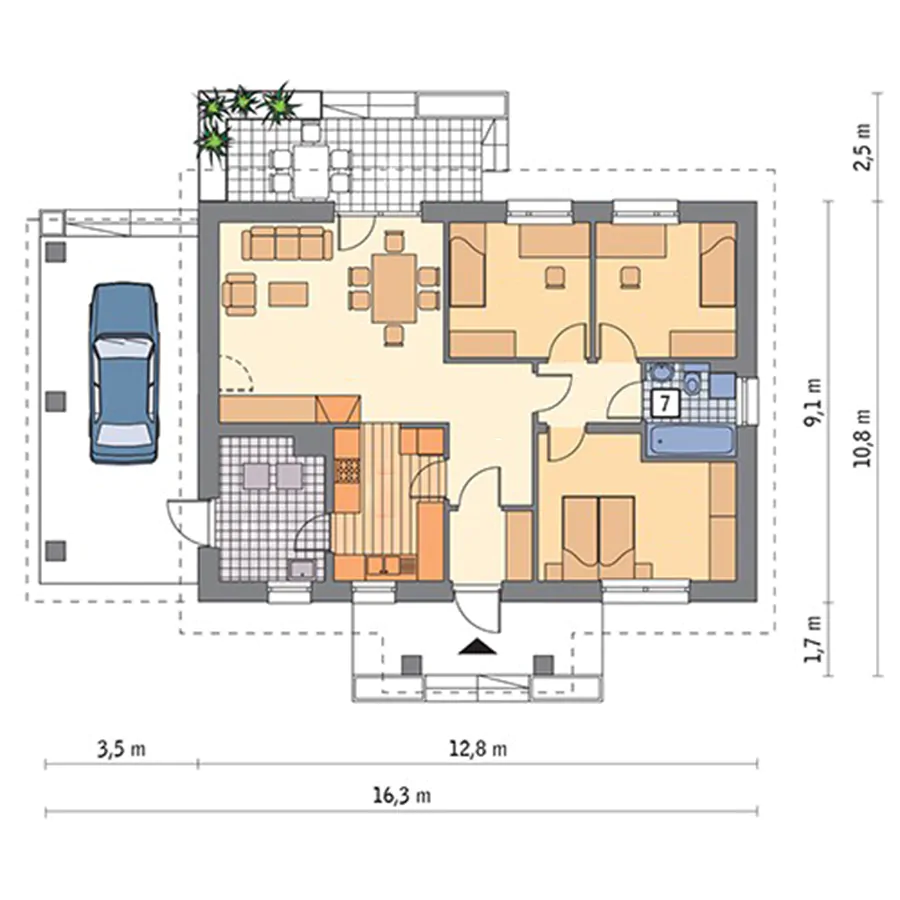 nhà cấp 4 80m2 3 phòng ngủ