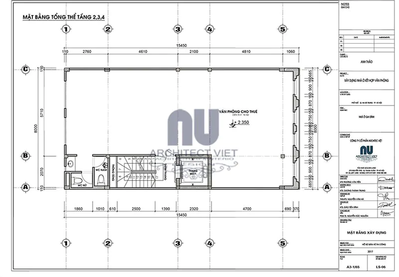 bản vẽ mặt bằng tầng 2,3,4