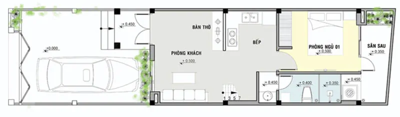 nhà cấp 4 có gác lửng 40m2