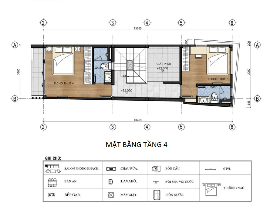 Bố trí mặt bằng công năng tầng 4