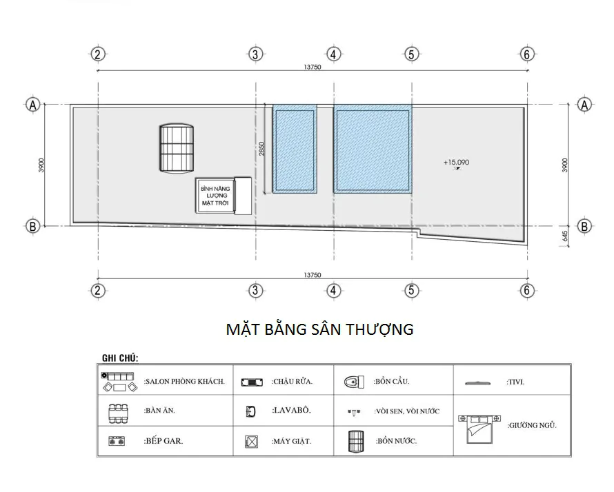 Bố trí mặt bằng công năng tầng tum