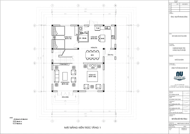 Bản vẽ mặt bằng biệt thự với diện tích sàn 125m2