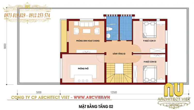 mẫu nhà đẹp 3 tầng 8x12m