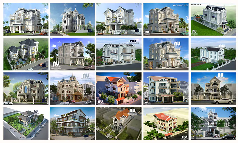 Tổng hợp 20 mẫu biệt thự 3 tầng có bản vẽ chi tiết