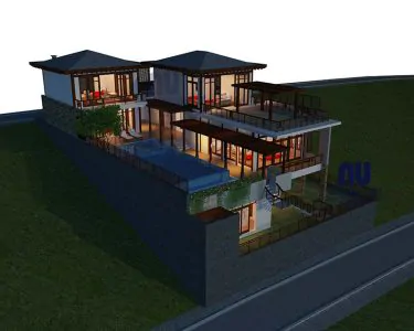 biệt thự 3 tầng 450m2 đẹp lung linh trong đêm