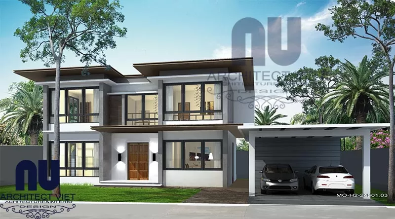 Mẫu biệt thự 2 tầng 3 phòng ngủ 240m2 đẹp độc lạ