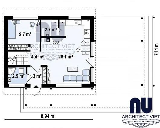 Nhà 1 tầng gác lửng 