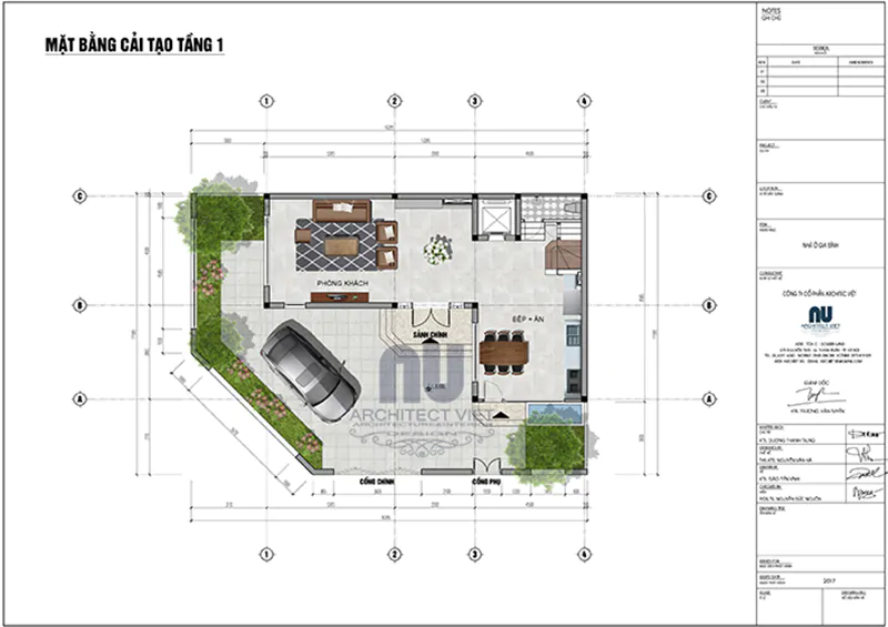 Bản vẽ mặt bằng biệt thự 3 tầng tân cổ điển 110m2