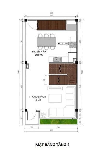 thiết kế nhà ống 50m2 4 tầng