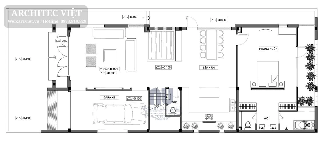 Bản vẽ biệt thự 2 tầng 120m2 