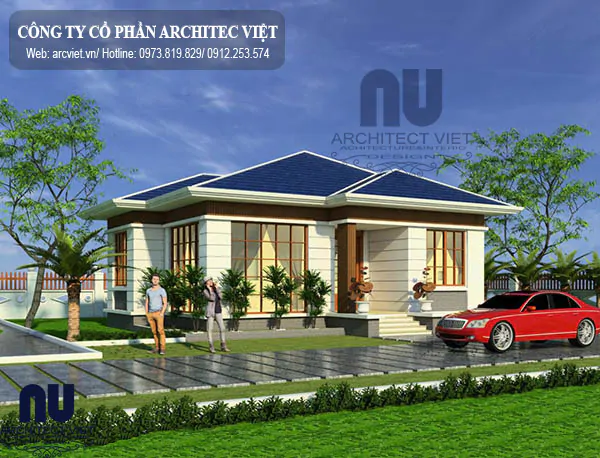 thiết kế nhà 1 tầng 120m2