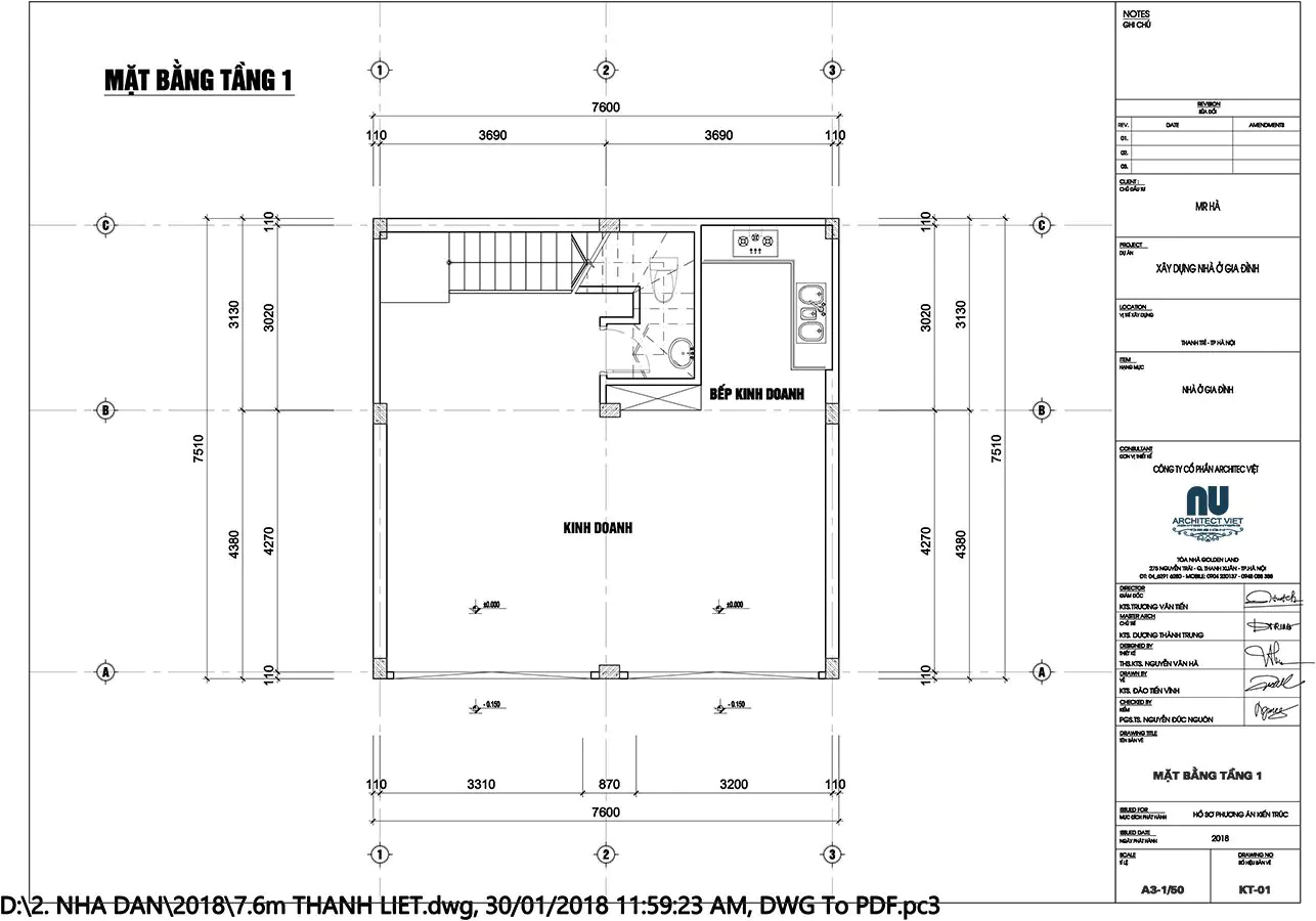 Mặt bằng nhà 5x7m