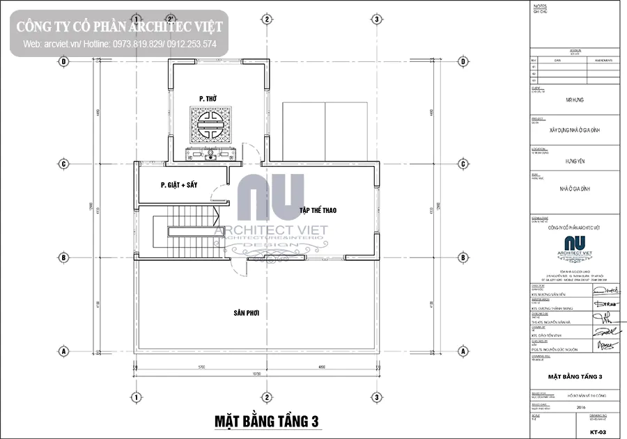 thiết kế mặt bằng tầng 3