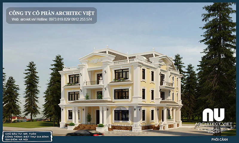 mẫu thiết kế biệt thự tân cổ điển diện tích 330m2