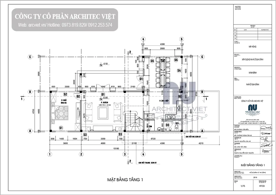 mặt bằng nhà 2 tầng chữ L 130m2