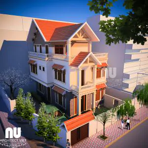 mẫu nhà mái thái 3 tầng 120m2