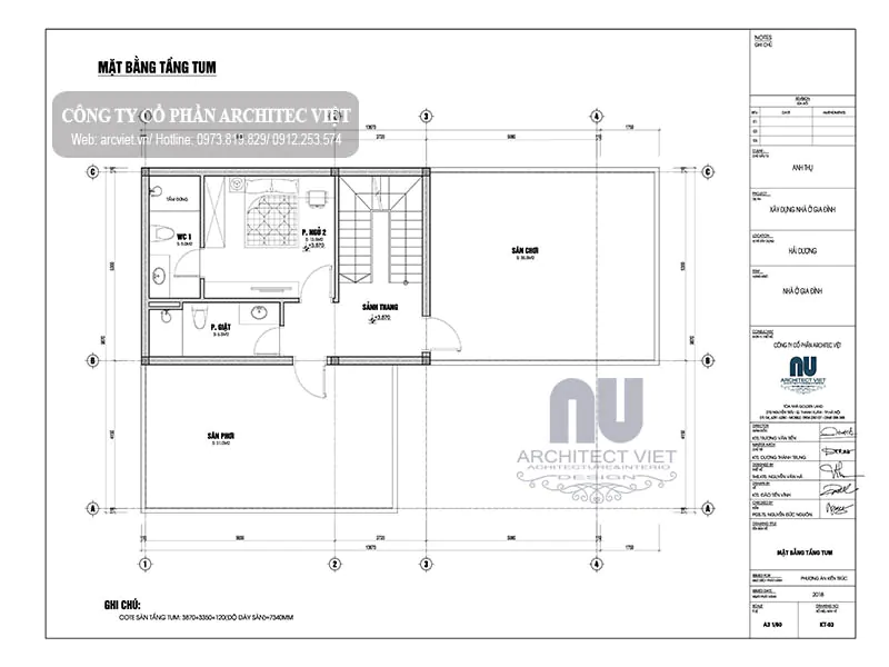 Bản vẽ biệt thự 2 tầng mái thái