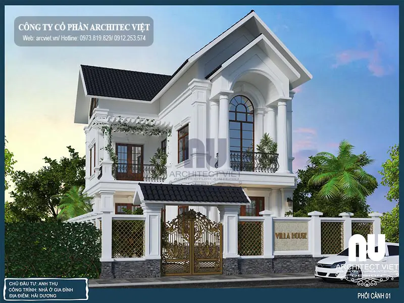 bản vẽ biệt thự tân cổ điển đẹp mặt tiền 9m