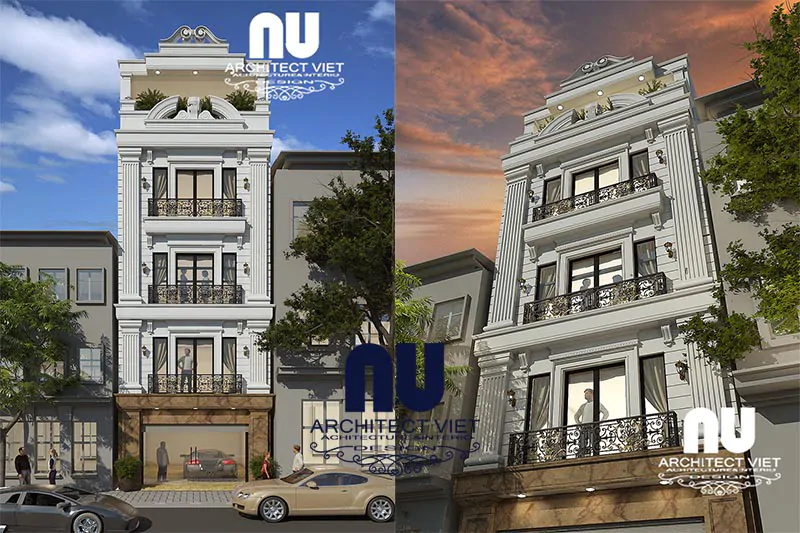 Mẫu thiết kế nhà phố tân cổ điển đẹp