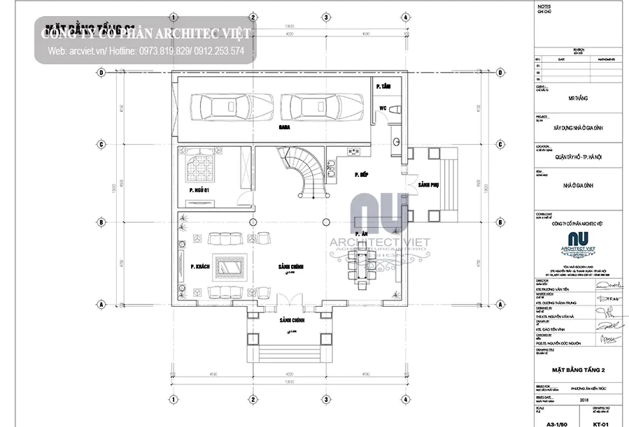 thiết kế công năng tầng 1 trong biệt thự tân cổ điển 3 tầng 190m2