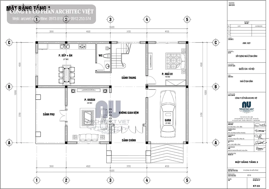 thiết kế công năng tầng 1 biệt thự tân cổ điển 3 tầng 160m2