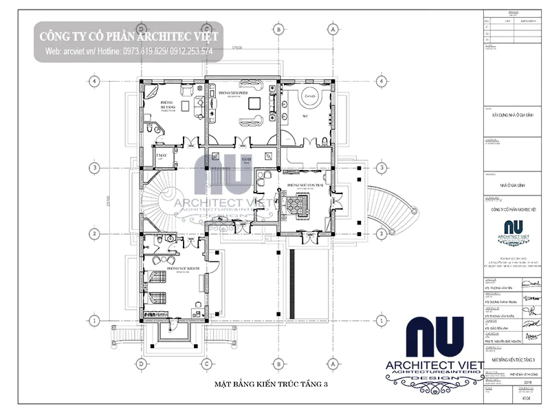 Mặt bằng tầng 3 của biệt thự