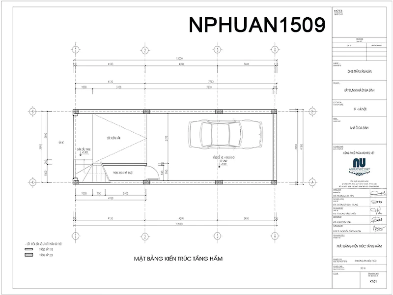 thiết kế tầng hầm mẫu nhà phố kết hợp văn phòng mặt tiền 4m