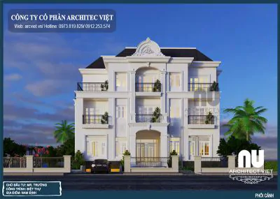 biệt thự 3 tầng đẹp 600m2 với ngoại thất sang trọng