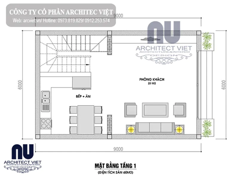 nhà phố 2 tầng mái thái 60m2