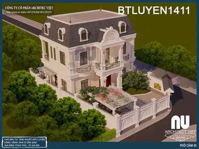 Mẫu thiết kế biệt thự 2 tầng cổ điển 100m2