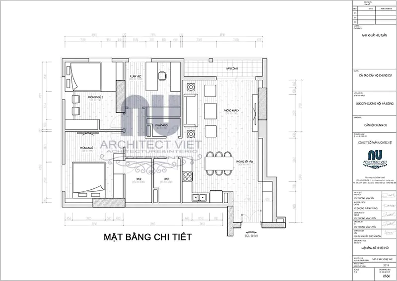 thiết kế chung cư 2 phòng ngủ với công năng tiện nghi