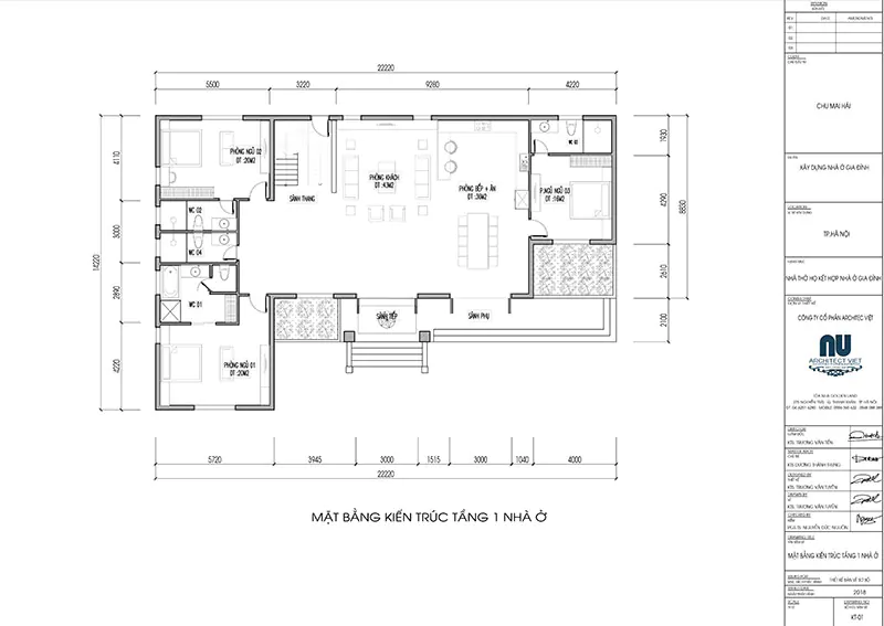 Mặt bằng kiến trúc tầng 1