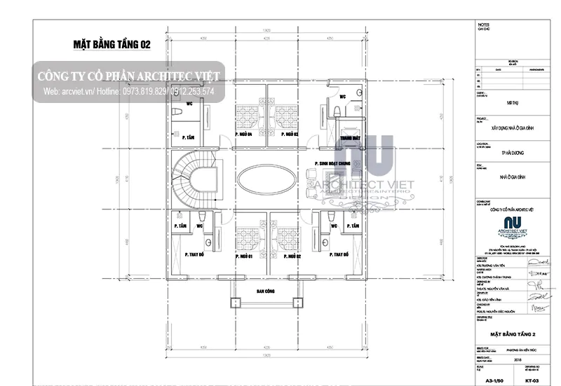 bố trí tầng 2 biệt thự cổ điển