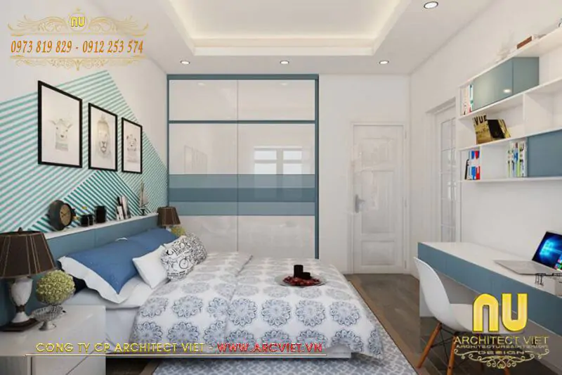 mẫu nhà 2 tầng chữ L 100m2