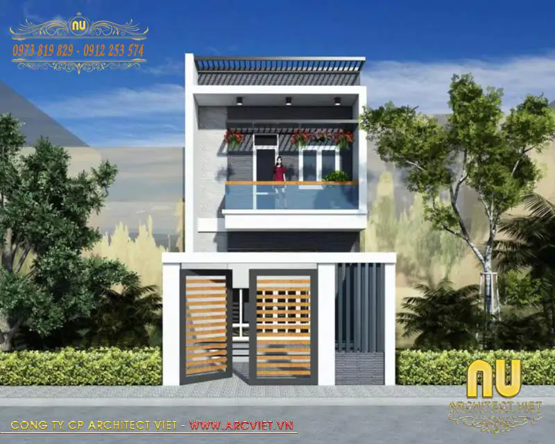 mẫu nhà 2 tầng đẹp 5x16m