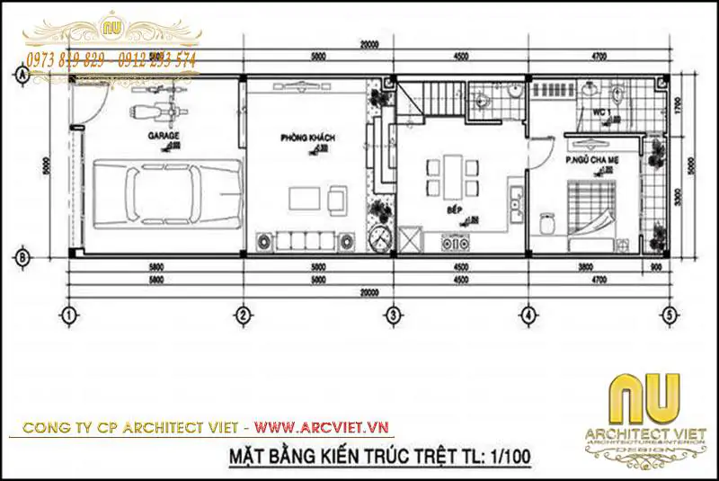 mẫu nhà 2 tầng đẹp 5x16m