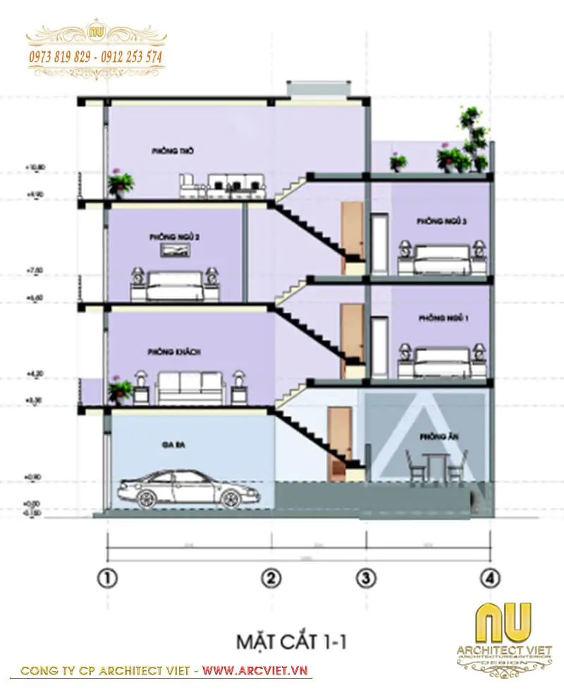 nhà lệch tầng 6x20m