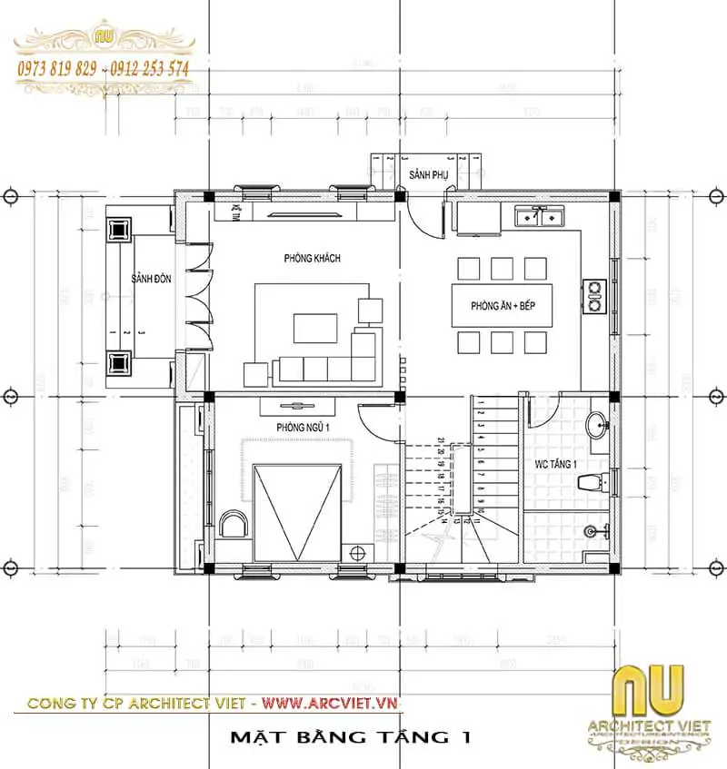 thi công biệt thự 2 tầng tân cổ điển 80m2