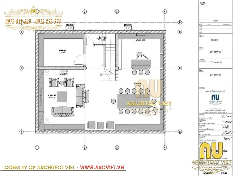 thi công biệt thự tân cổ điển 3 tầng 125m2