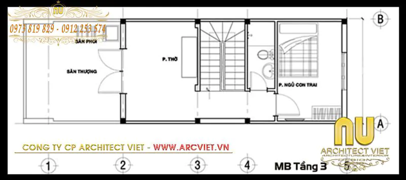 thiết kế nhà 30m2 3 tầng