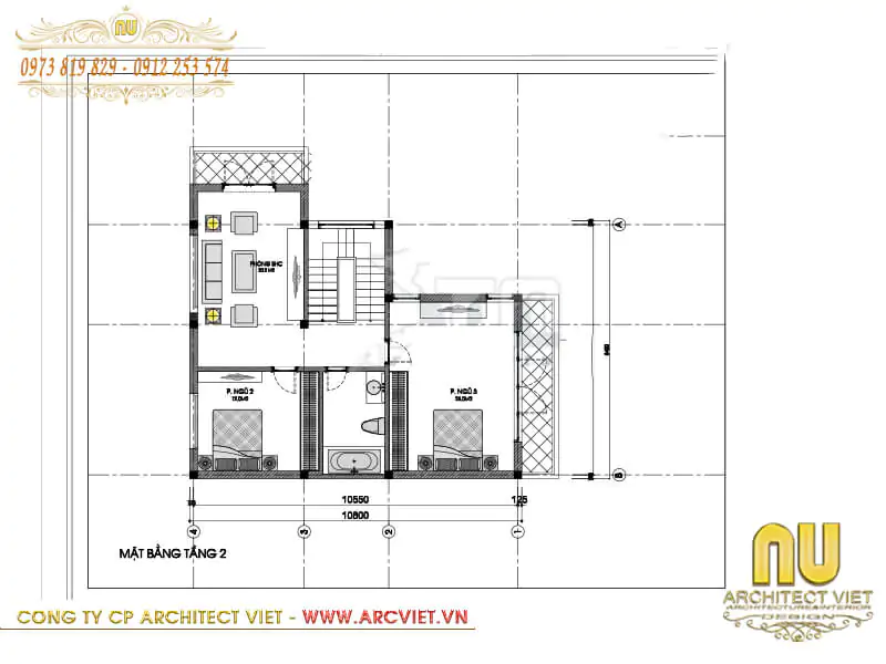 mẫu nhà 1 trệt 1 lầu 3 phòng ngủ