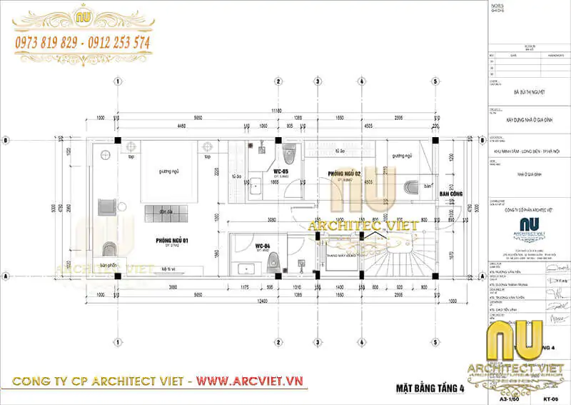 mẫu nhà 4 tầng mặt tiền 5m