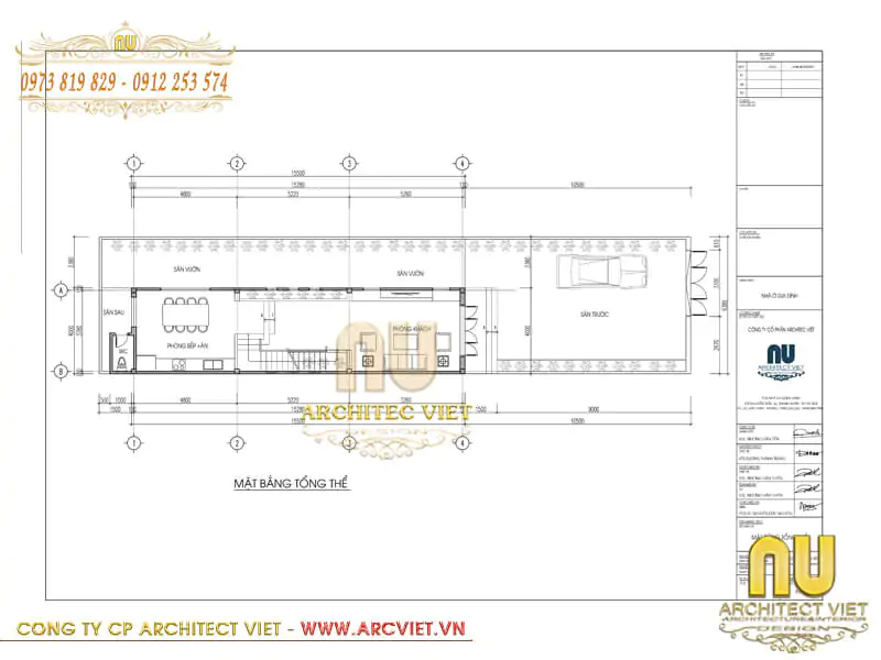 mẫu nhà ống 3 tầng có sân trước