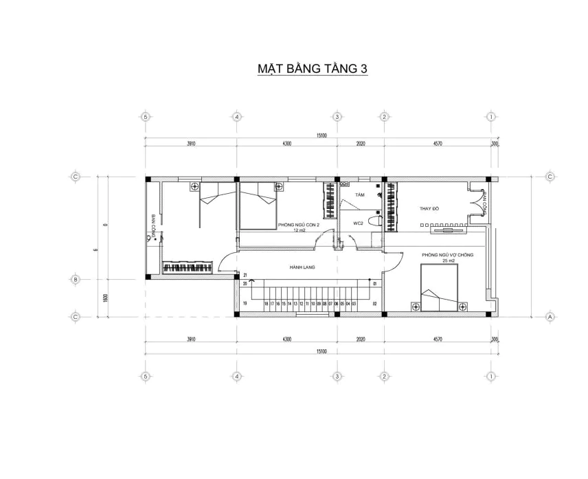 Bản vẽ mặt bằng tầng 3