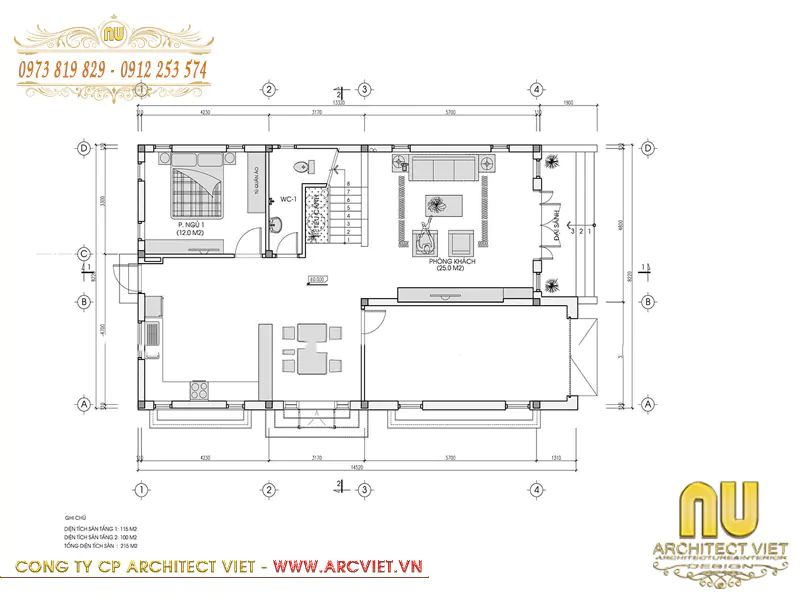 mẫu nhà 2 tầng mặt tiền 6m